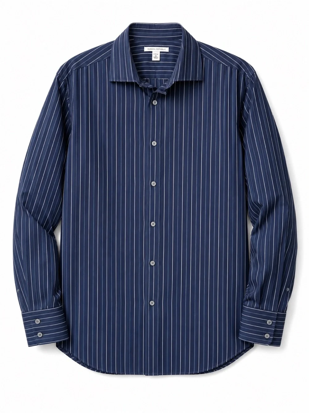 Banana Republic Men’s 17 1/2 XL Blue White Stripe Stretch Dress Shirt
